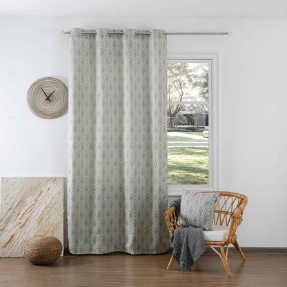 Cortina Jacquard com Bordado de Folhas Elegantes Verde 140*260CM-Individual- BOD HOME