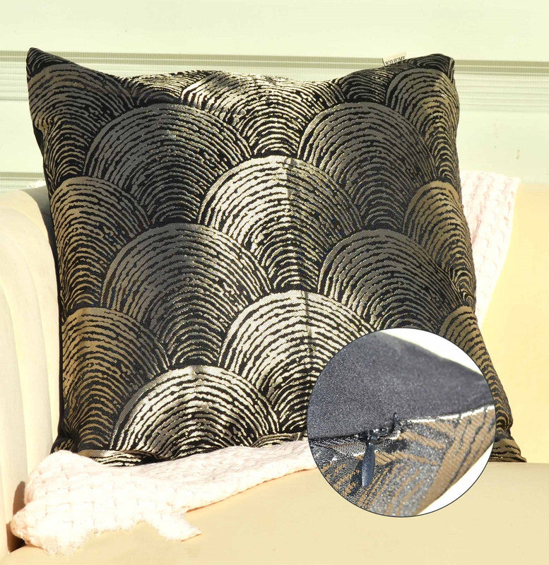 Capa de almofada em tecido jacquard de escamas preto 45x45cm - BOD HOME