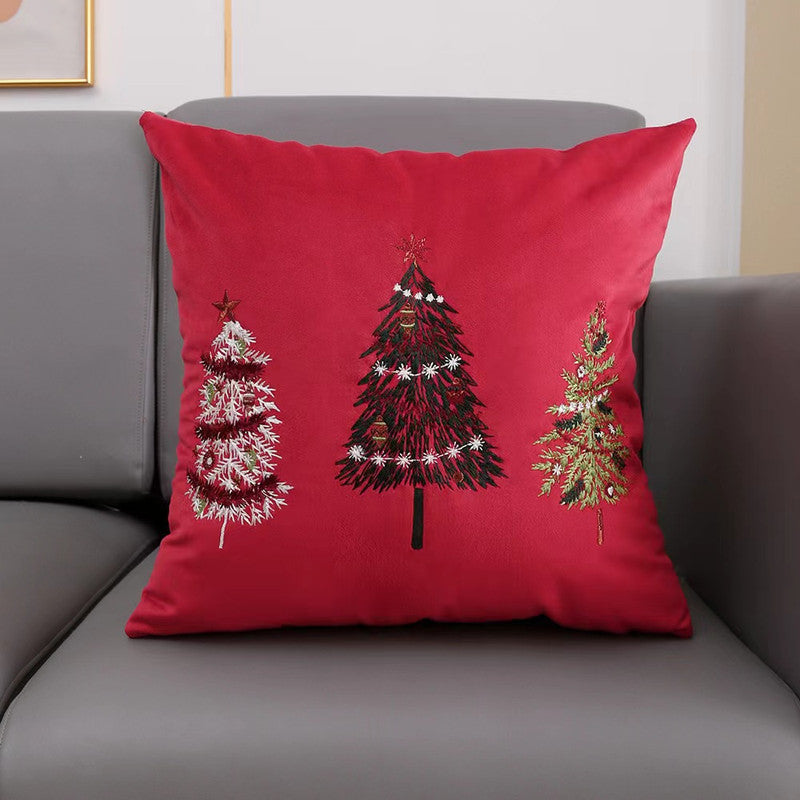 Capa de Almofada com Árvores de Natal  Vermelho 45x45cm - BOD HOME