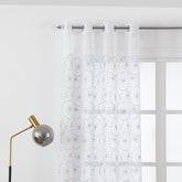 Cortina Transparente Bordada Com Flores Silvas - Individual- BOD HOME