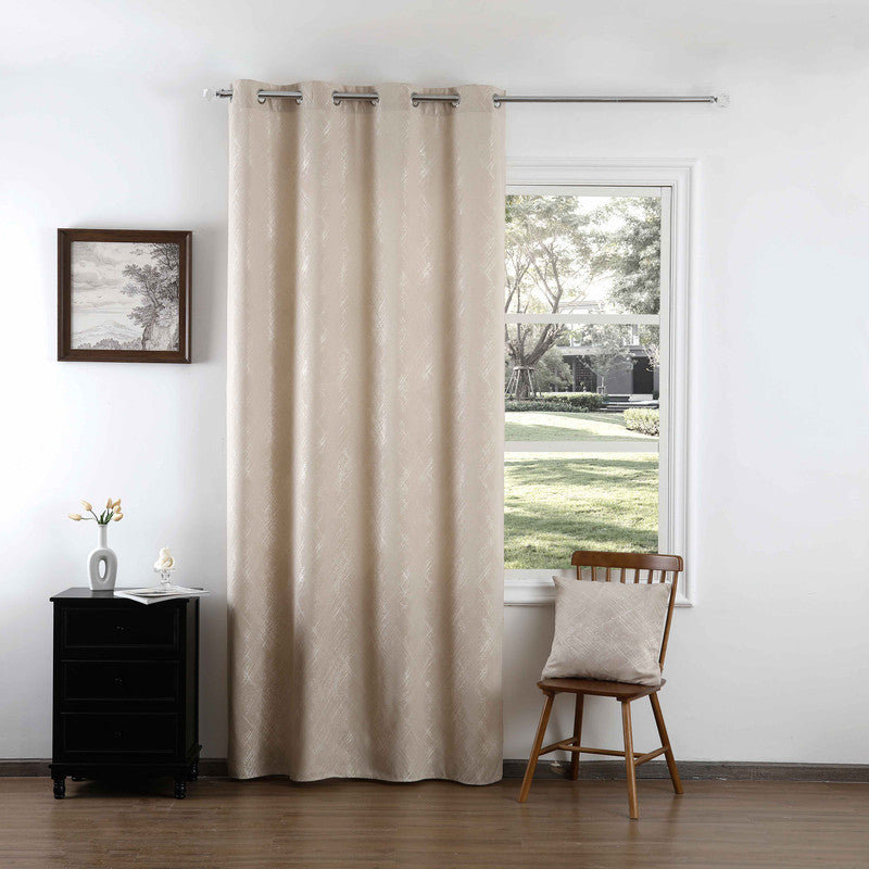 Cortina Jacquard com Bordado Bege 140*260CM-Individual- BOD HOME