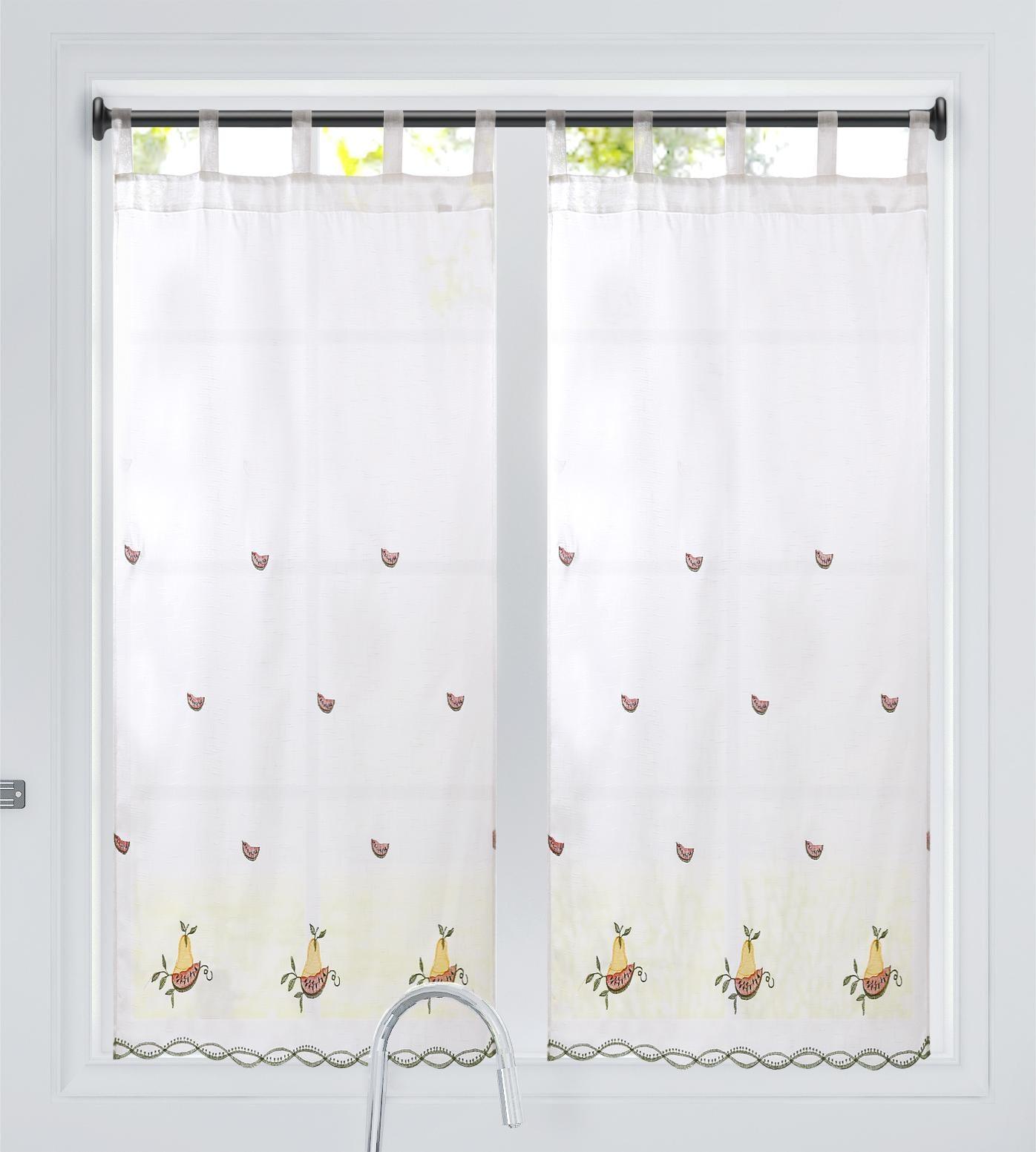 Par de Cortinas de Cozinha Bordadas Vinhedo - BOD HOME