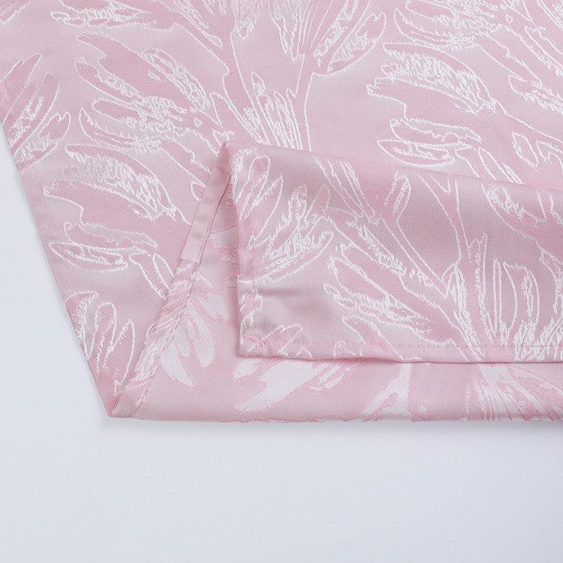 Cortina Tecido Encorpado com Estampa Tridimensional de Margaridas Selvagens Rosa 140*260cm - BOD HOME